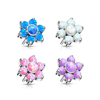 Titane Embout Embout Fleur Opale Argent Enfoncer