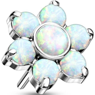 Titane Embout Embout Fleur Opale Argent Enfoncer