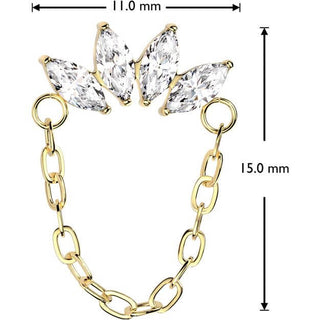 Titane Embout Chaîne Marquise Zircone Enfoncer