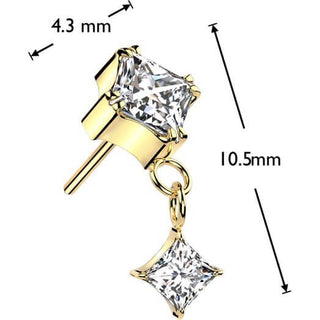 Titane Embout boucle d'oreille zircon sertie Enfoncer