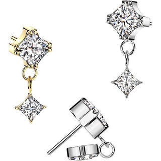 Titane Embout boucle d'oreille zircon sertie Enfoncer