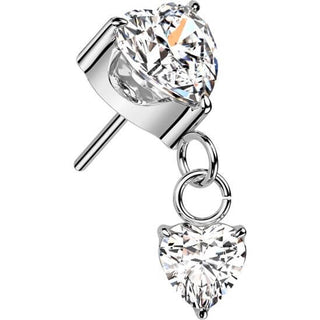 Titane Embout zircon serti en forme de coeur Enfoncer