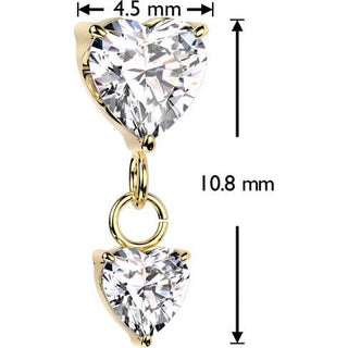 Titane Embout zircon serti en forme de coeur Enfoncer
