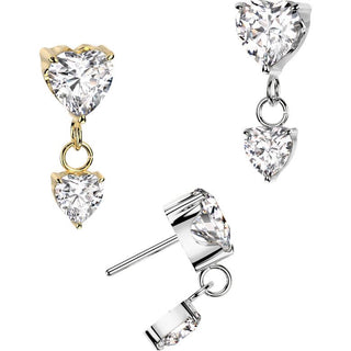 Titane Embout zircon serti en forme de coeur Enfoncer
