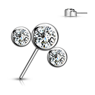 Titane Embout Embout 3 Zircones Argent Enfoncer