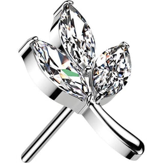 Titane Embout embout marquise feuilles Zircone Enfoncer
