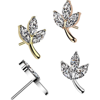Titane Embout embout marquise feuilles Zircone Enfoncer