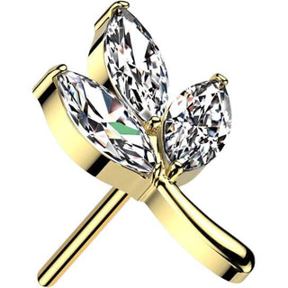 Titane Embout embout marquise feuilles Zircone Enfoncer