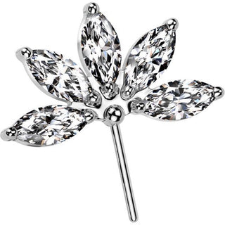 Titane Embout Fleur taillée marquise zircon Enfoncer