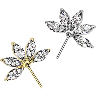 Titane Embout Fleur taillée marquise zircon Enfoncer