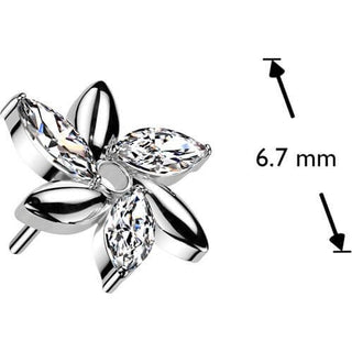 Titane Embout embout marquise fleur Zircone  Enfoncer