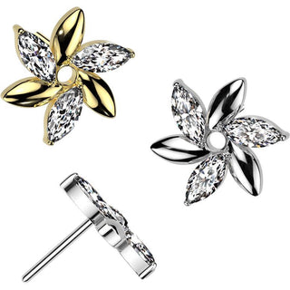 Titane Embout embout marquise fleur Zircone  Enfoncer