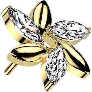 Titane Embout embout marquise fleur Zircone  Enfoncer