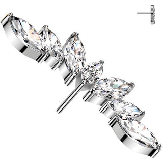 Titane Embout top éventail 7 zircones coupe marquise Enfoncer