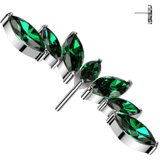 Titane Embout top éventail 7 zircones coupe marquise Enfoncer