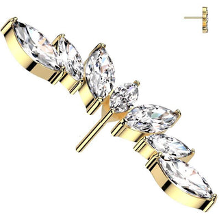 Titane Embout top éventail 7 zircones coupe marquise Enfoncer