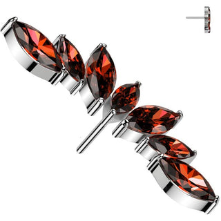 Titane Embout top éventail 7 zircones coupe marquise Enfoncer