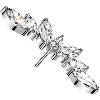 Titane Embout top éventail 7 zircones coupe marquise Enfoncer
