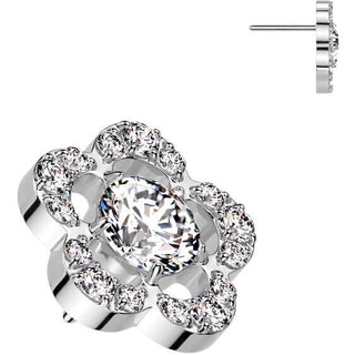 Titane Embout top fleur zircone Enfoncer