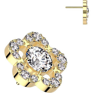 Titane Embout top fleur zircone Enfoncer