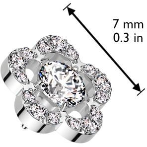 Titane Embout top fleur zircone Enfoncer