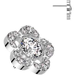 Titane Embout top fleur zircone Enfoncer