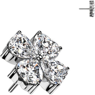 Titane Embout top fleur zircone Enfoncer
