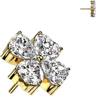 Titane Embout top fleur zircone Enfoncer