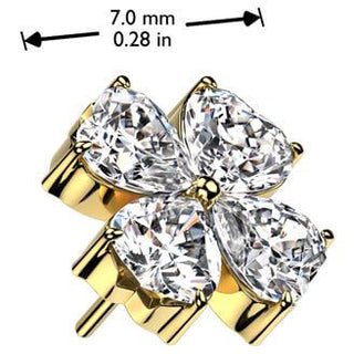 Titane Embout top fleur zircone Enfoncer