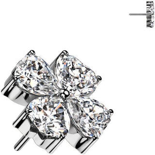 Titane Embout top fleur zircone Enfoncer