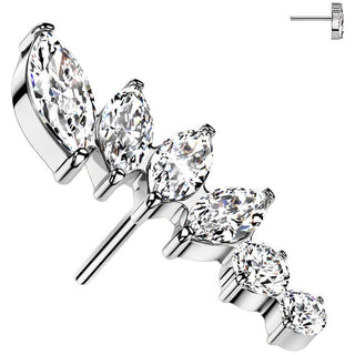 Titane Embout top éventail 6 zircones Enfoncer