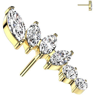 Titane Embout top éventail 6 zircones Enfoncer