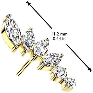 Titane Embout top éventail 6 zircones Enfoncer