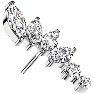 Titane Embout top éventail 6 zircones Enfoncer