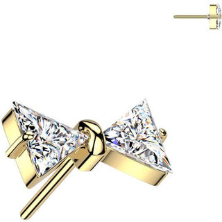 Titane Embout embout nœud papillon zircone Enfoncer