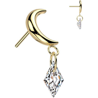 Titane Embout embout lune pendentif zircone Enfoncer