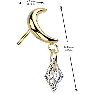 Titane Embout embout lune pendentif zircone Enfoncer