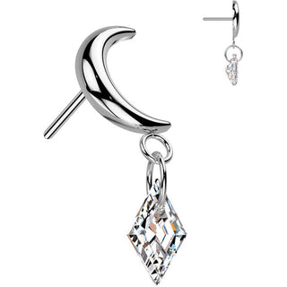 Titane Embout embout lune pendentif zircone Enfoncer