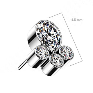 Titane Embout Embout Goutte 4 Zircones Argent Enfoncer
