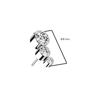 Titane Embout Embout 3 Zircones Enfoncer