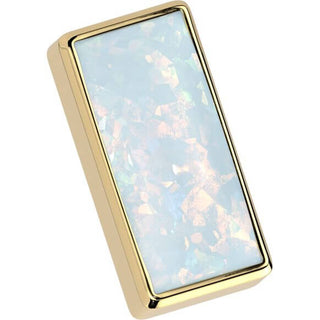 Titane Embout Opale Rectangulaire Serti Clos Enfoncer