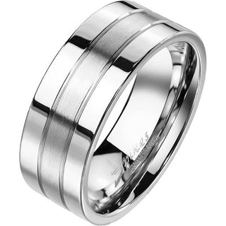 Anneau Double Ligne Argent