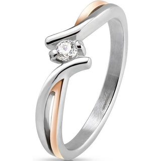 Anneau Zircone Or Argent