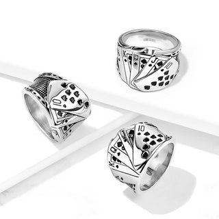 Anneau Quinte Flush Royal Argent