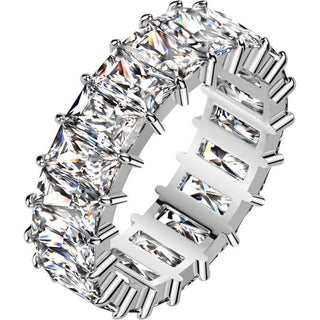 Anneau zircone taille baguette