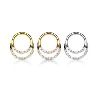 Anneau Double Ligne Zircone Cliqueur