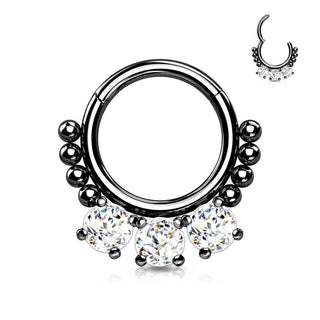 Anneau 3 Zircones Rondes Cliqueur