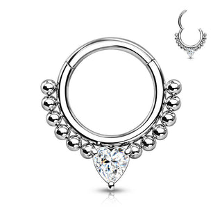Anneau Cœur Zircone Argent Cliqueur