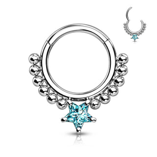 Anneau Étoile Zircone Argent Cliqueur