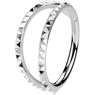 Anneau Double Ligne Coupe Pyramide Cliqueur